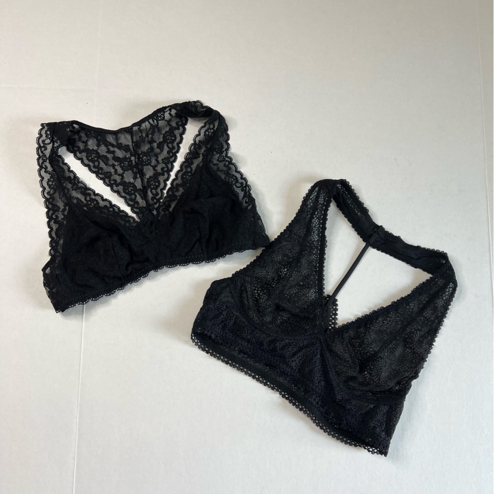 Victoria's Secret Black Lace Bralettes Racerback